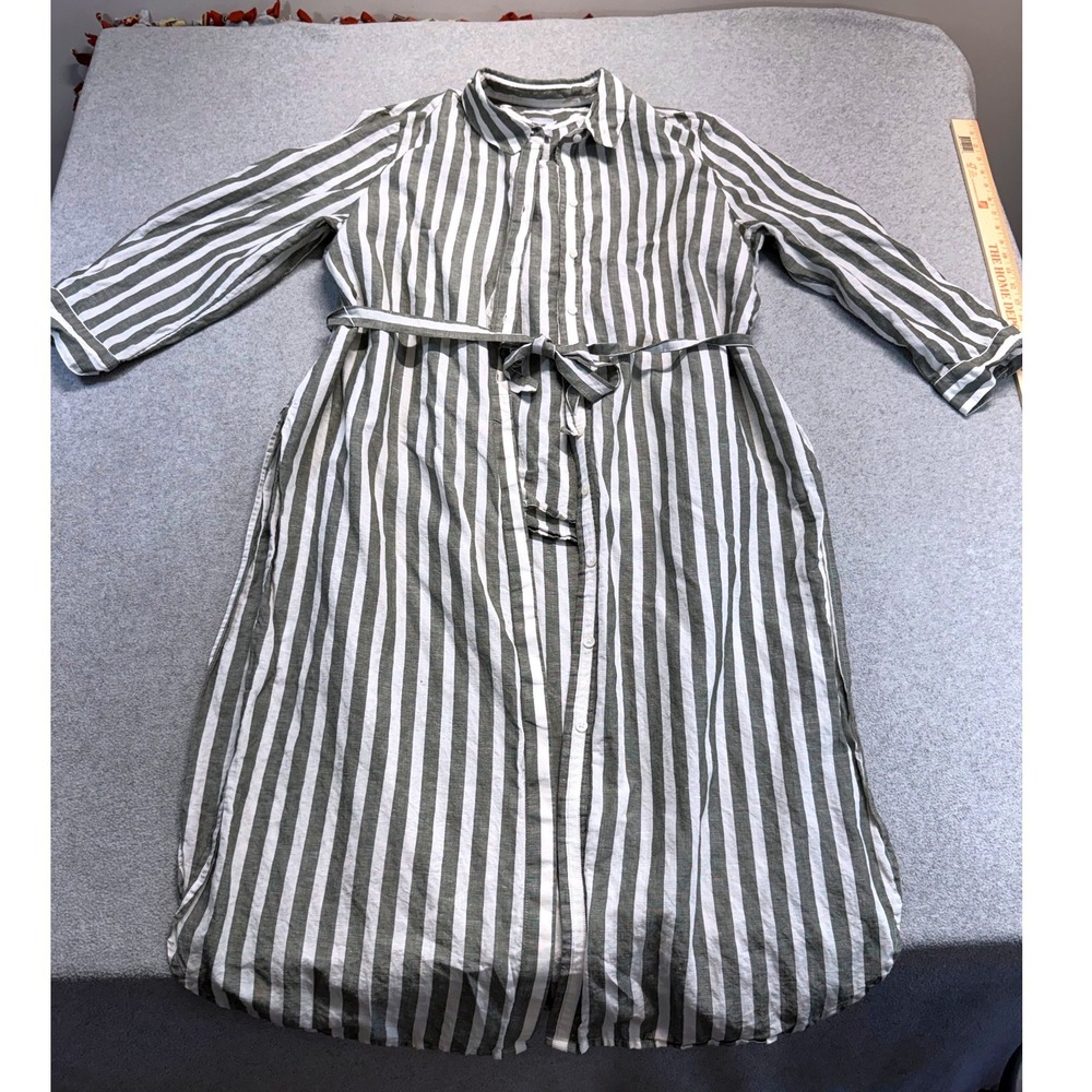 Chico's 3PC Matching Set Stripe Duster Shirt Sleeveless Tunic Tie Waist Size 3